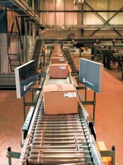 a conveyor belt in a factory or
