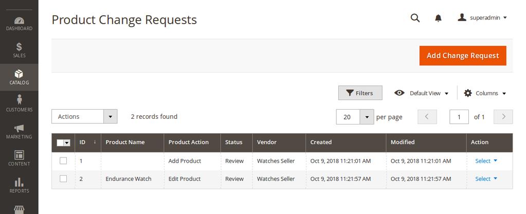 Product Change Requests Product change requests managing process is absolutely identical to category change requests managing. Tap Catalog Product Change Requests.
