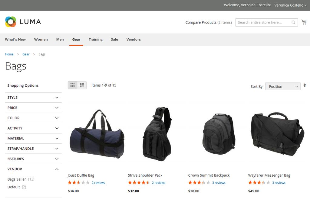 Customer Area Products On the products page the additional Vendor layered