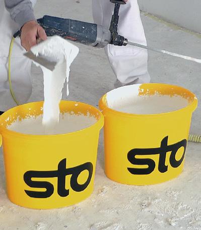 StoSilent Top top coat 2nd layer: StoSilent Top Finish 1 Preparing StoSilent Top Finish In order to achieve optimum application consistency, mix the material with a