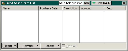 Using other accounts in QuickBooks Adding fixed asset information For most fixed asset accounts found in your Chart of Accounts, you should create a corresponding fixed asset item that describes the