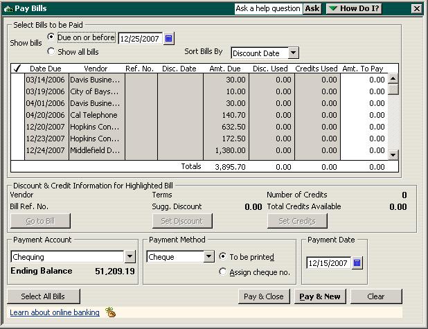 L E S S O N 8 Paying bills When you start QuickBooks or open a QuickBooks company file, a Reminders window appears that tells you if you have transactions to complete, such as bills to pay or money