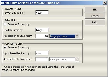 Setting up inventory 7 In the Cost field, type 3, then press TAB. 8 Choose Yes when the pop-up Window for the Setup of Units of Measure appears.