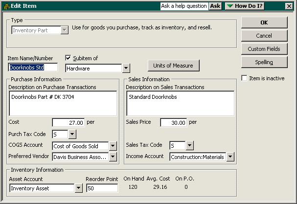 Tracking and paying sales tax The tax code in the purchase tax code field tells you how QuickBooks will calculate sales taxes on this item when you purchase it from a vendor.
