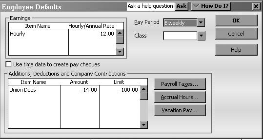 L E S S O N 1 2 The checkboxes show the types of taxes the employee should have deducted from each pay cheque.