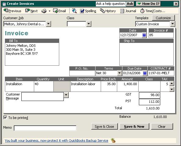 Tracking time Note: By default, QuickBooks combines time for activities that have the same service item, and lists them as one line item on the invoice.