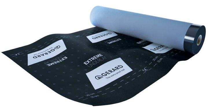 GERARD EXTREME UNDERLAY TOP RANGE: Double layered roof underlay with a layer of thermoplastic polyurethane (TPU) which guarantees extremely high resistance of the underlay to stretching and tearing.