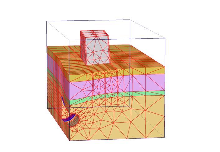 influenced by the tunnel boring process. Moreover, the importance of soil stiffness in the finite element model is shown. Figure 3 shows the tilting of the houses due to the tunnelling process.
