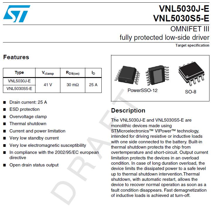 - 4. VNL5030S5-E - Devices characteristics 4.