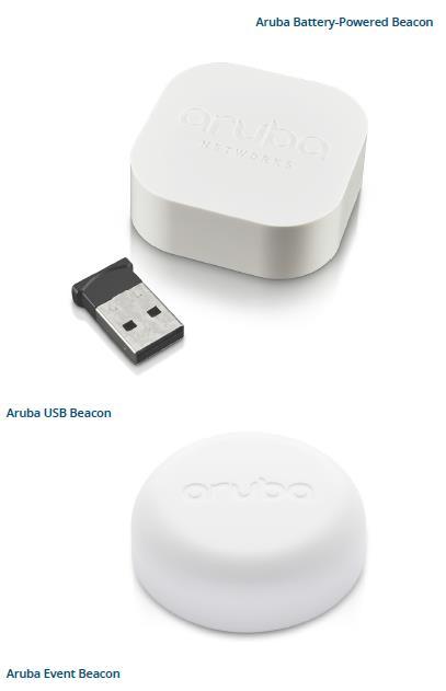 KEY ARUBA NETWORK COMPONENTS FOR THIS CASE STUDY Beacons Meridian Mobile App Platform 4 types of hardware beacons: 1. Battery-powered (4 yr lifespan) 2. Event beacon (4 month lifespan 3.