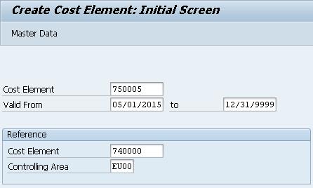 Enter Material Expenses ### as Name as well as Description. Then, click on to save your cost element.