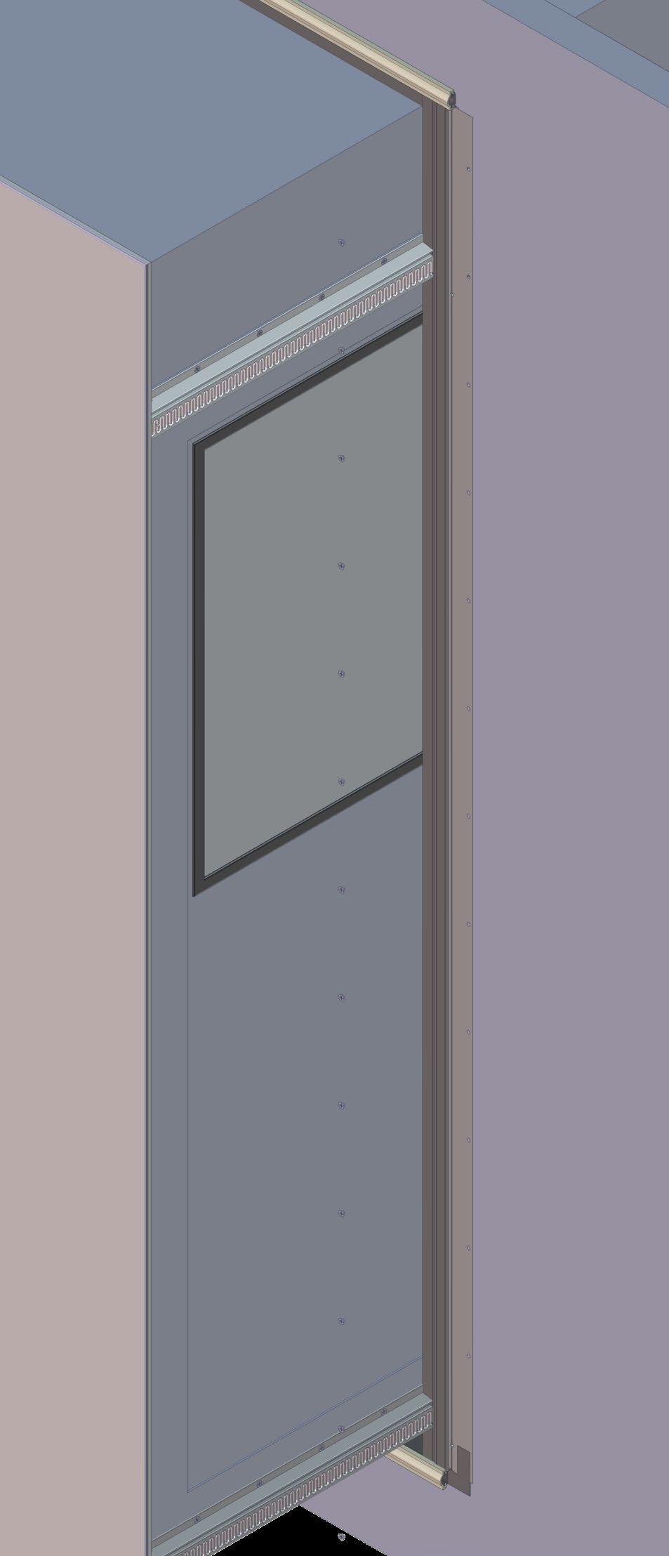 2. Insert the completed slide room into wall opening, taking care to center "H" columns within the opening. 3. Center the box in slide opening. 4.