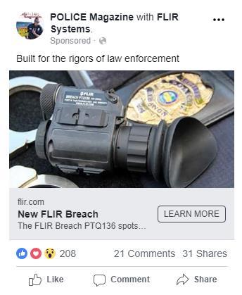 Sponsored Social Media Ads POLICE Magazine s Facebook page has more than 84,000 likes and continues to grow.