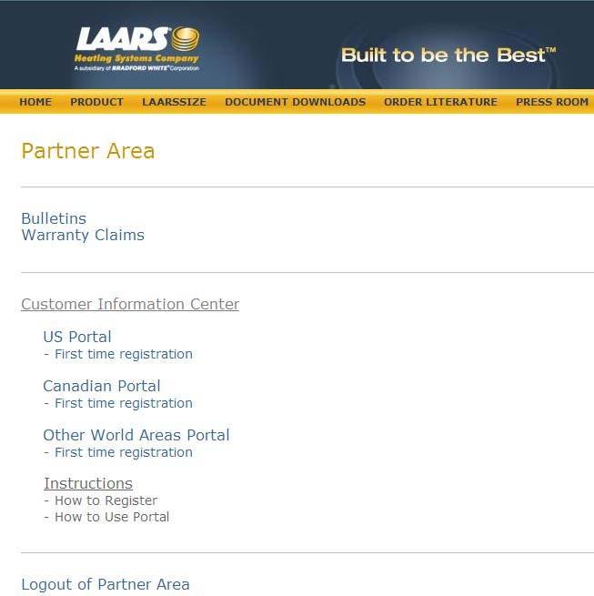 There are three links listed under the Customer Information Center in the Partner Area, for U.S., Canada and Other Areas. There are two links for each portal. The first link is the login link.