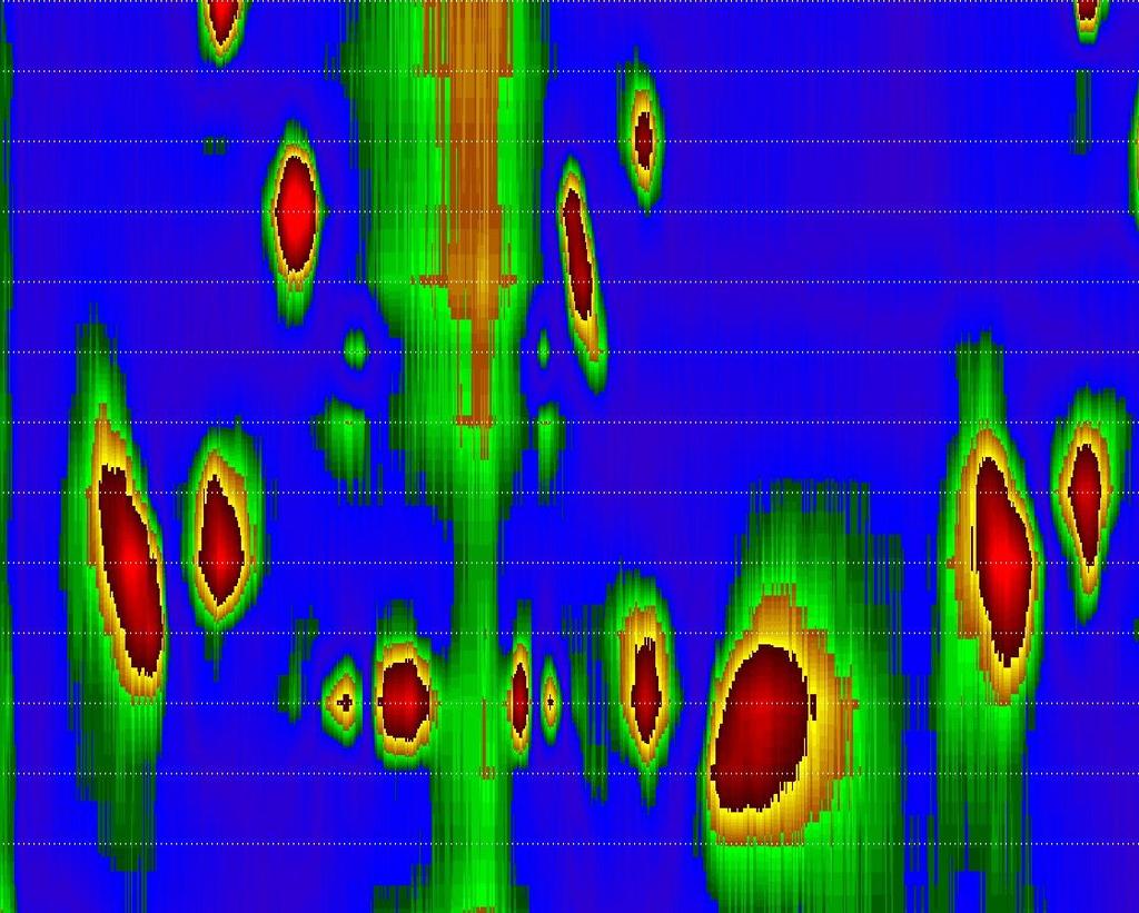 SUBCONTACT INSPECTION OF TANKS Received data is visualized as colored magnetograms showing the places of anomaly