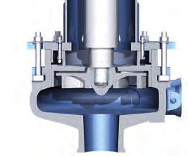 Single volute and generous solids passage through the pump ensure safe and clogless operation. The wet end assembly is suspended from a tubular column below the bearing housing.