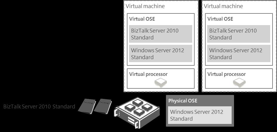 Figure 12: Per Processor Virtual Operating System Environments. For software running in virtual operating system environments, you need to license only the virtual processors the software uses.