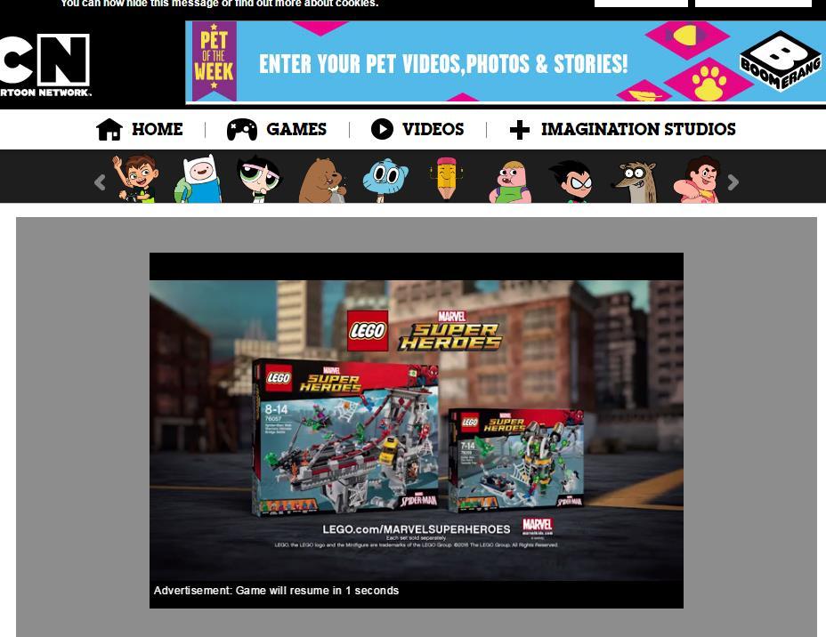 Lego website with