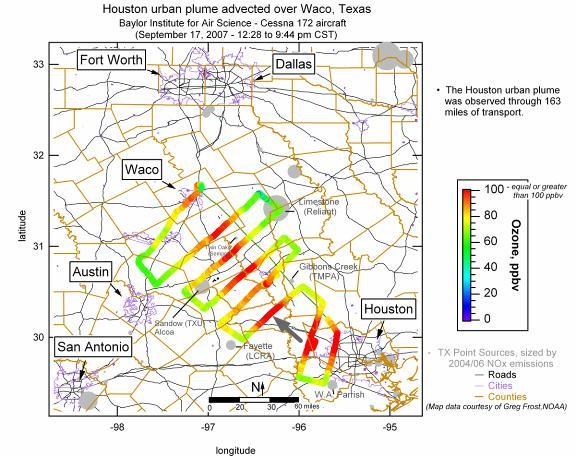 Air Quality in the Capital Area (Page 4 of 6) Figure 3 Houston urban ozone plume.