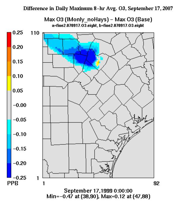 Air Quality in the Capital Area (Page 5 of 6) Figure 4 - Difference in predicted daily maximum 8-hour averaged ozone