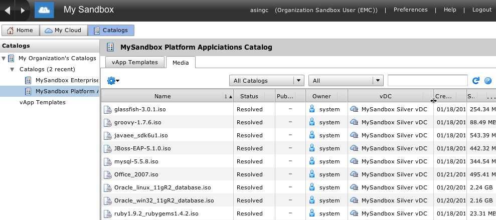 Cloud9 Sandbox EMC No monitoring IT s first on self VMs, service vapps IaaS offering for all of EMC No backups,