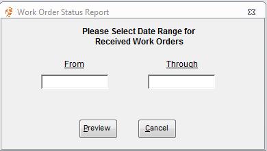 Work Order Status Report This report will show a count of the number of work orders in each status that were