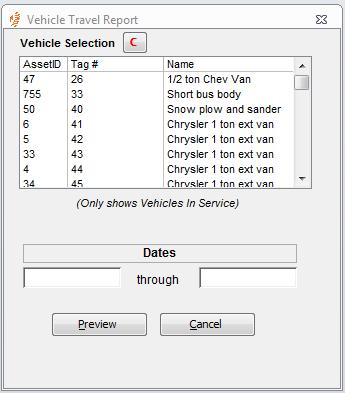 Vehicle Travel Report This report will show all vehicle travel transactions for any given vehicle