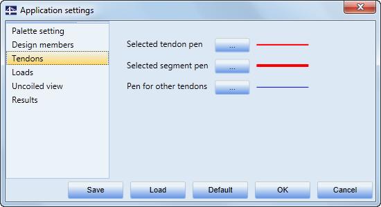 2 Running the Application Outline pen line style setting for drawing of design member outline Edge pen line style setting for drawing of design member edges.