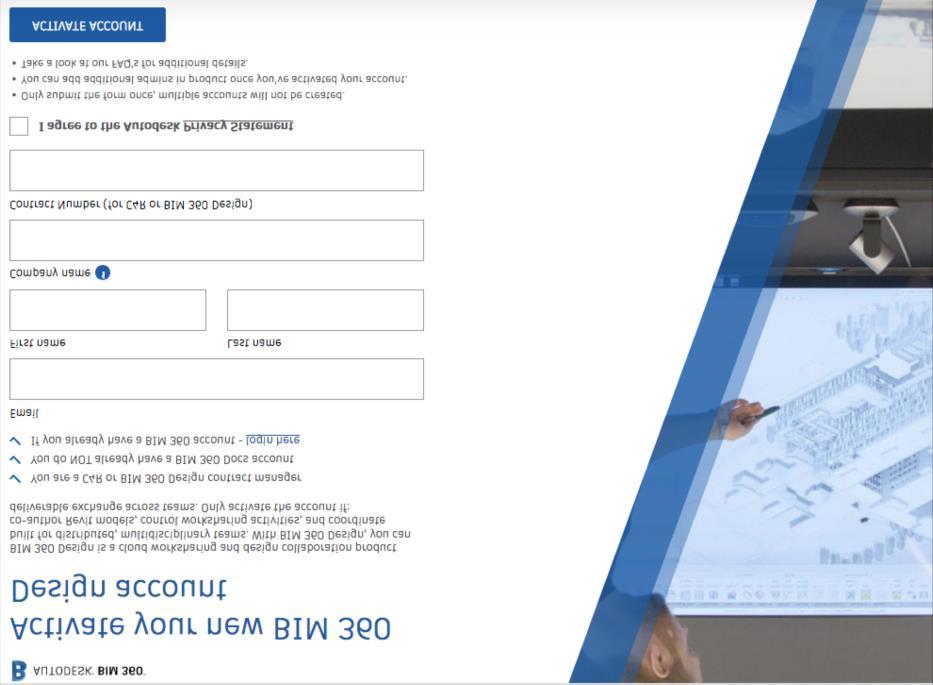 12.2 This is the web form that you will fill out to request access to BIM 360 Design for your team.