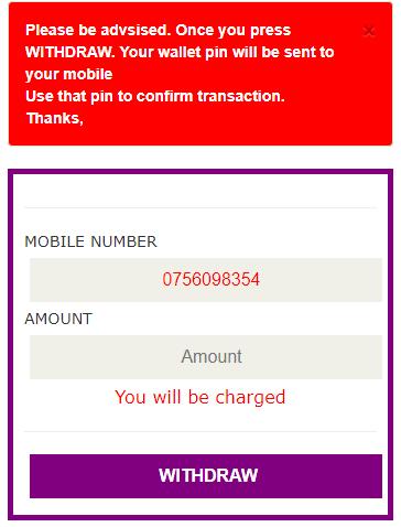 WITHDRAW Enter your Mobile Number And Amount you want to Withdraw Then