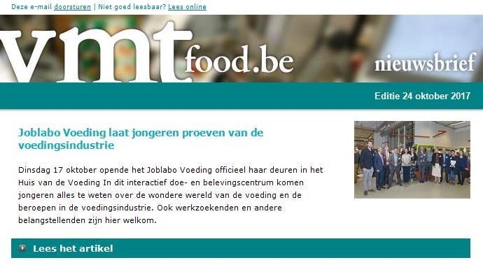 ~ 5 ~ THE NEWSLETTER VMT FOOD.BE The information platform for the food industry in Belgium Custom selected news in your target group s mailbox on a weekly basis 1.