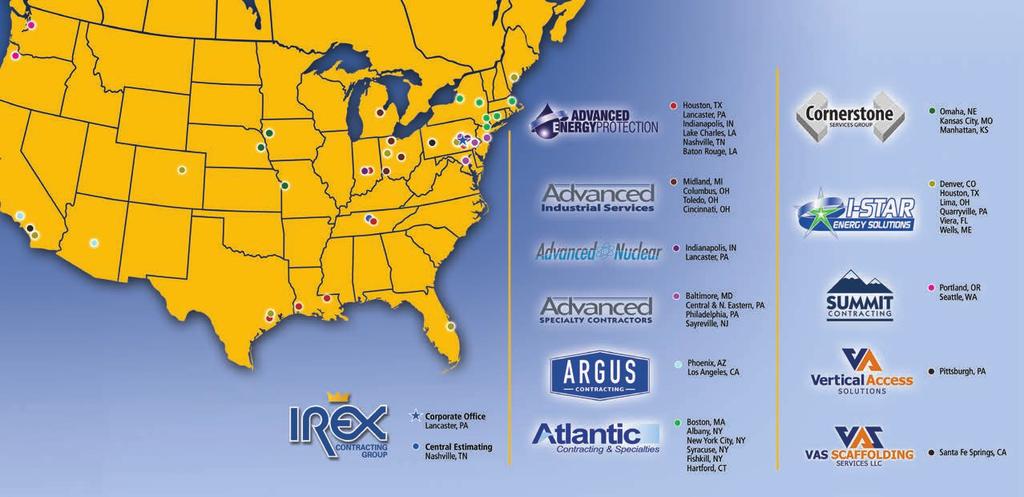 Locations Irex Contracting Group: A network of specialty contractors delivering