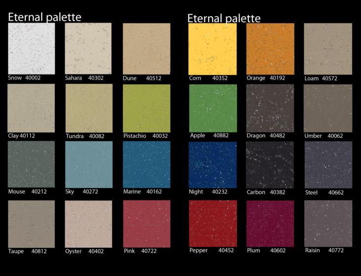 PALETTE Entirely new in the Forbo project vinyl offer. A wide and complete colour palette of 24 items in one design with a unique solid look.