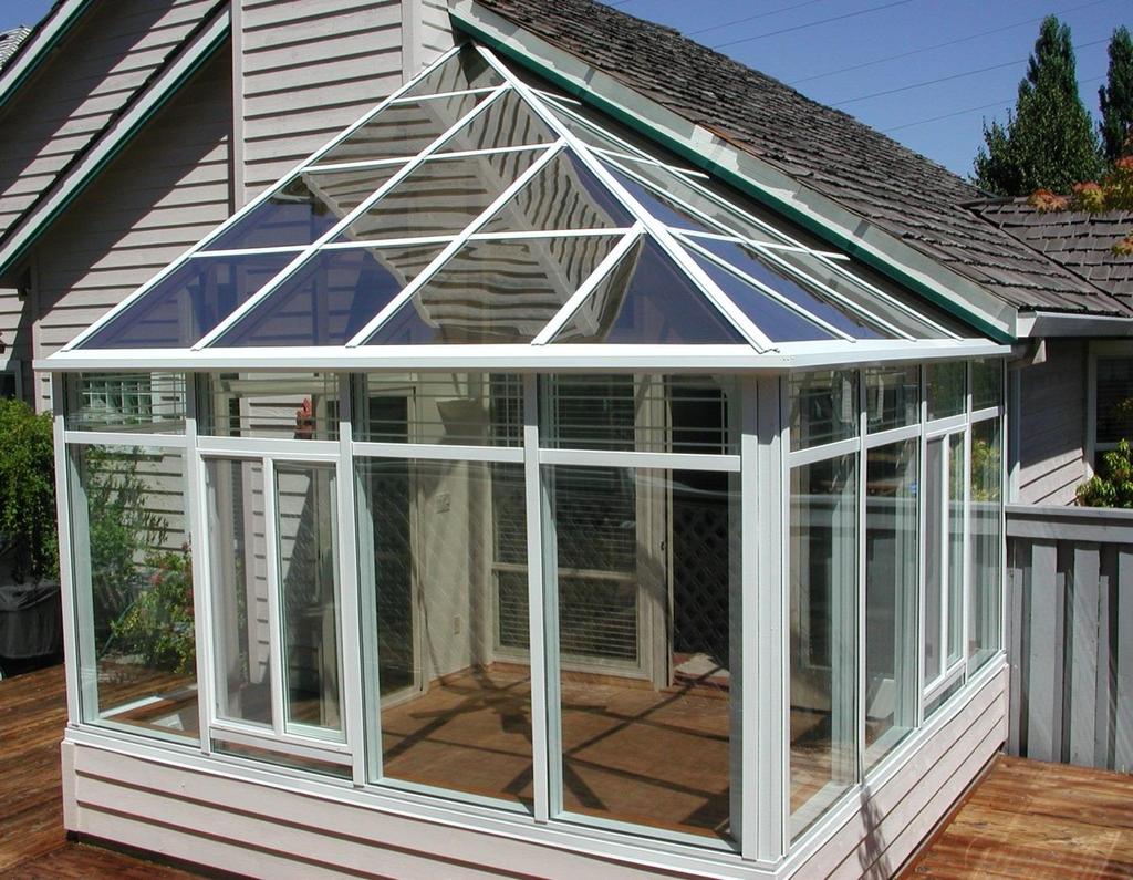 Thermally isolated sunroom with enclosed walls.