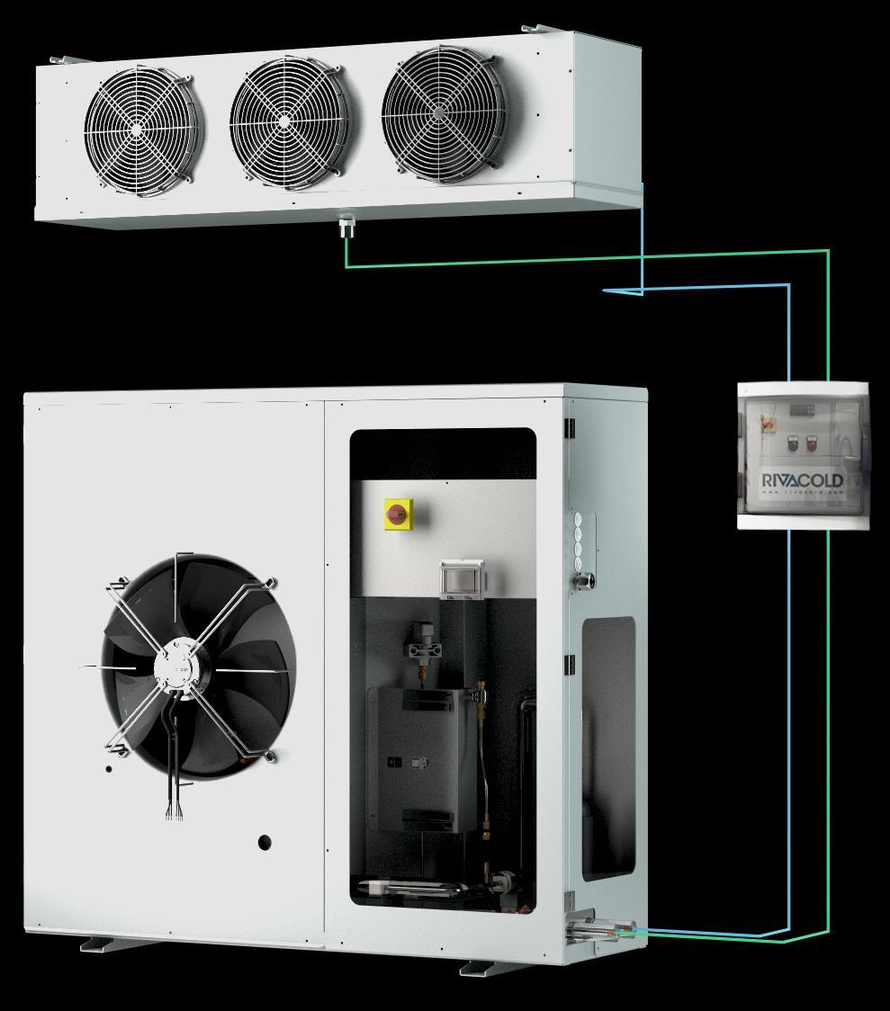 CO2 Rivacold solutions CO2NNEXT is a range of condensing units and split systems using R744 transcritical variable speed BLDC hermetic compressor