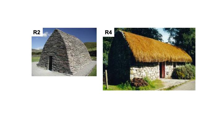 Over time, buildings improved their R-value with the use of mortar for tighter stone walls and features like wood doors and windows and better roofs with overhangs, which kept rainwater off the