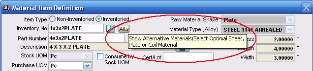 Optimal Material Calculator The Optimal Material Calculator provides a resourceful method for selecting the most efficient material specifications from inventory for