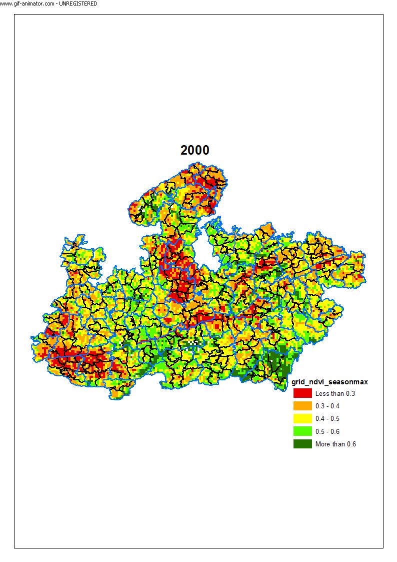 Interpretation of NDVI changes to assess Agricultural drought NDVI anomaly % dev.
