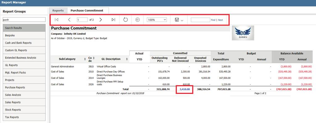 Report Viewer Upgrade The Report Viewer which is embedded in AccountsIQ s Report Manager has been upgraded. Faster Report Rendering: There s a new toolbar within the Report Manager as shown below.