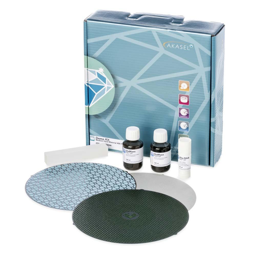 www.akasel.com Catalog 2018 Page 3 Demo Kit The Akasel Demo Kit is a unique way for testing the latest in metallographic sample preparation.