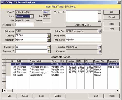 Statistical Process Control (SPC) The inspection plan The PlantMaster SPC module keeps your process within the specifications required for optimum product quality and generates the documentation your