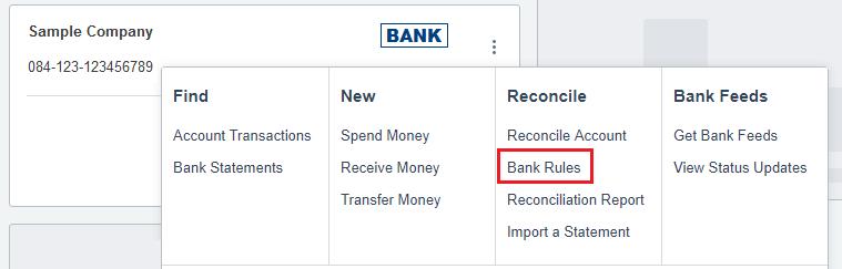 Click on Bank Rules.