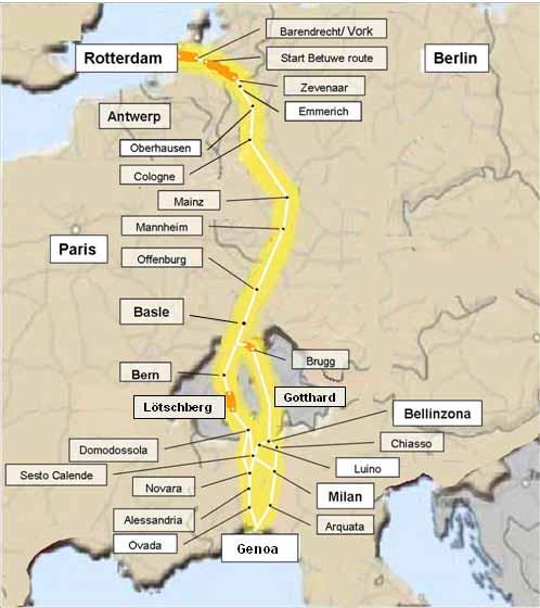 The future: Rotterdam Genoa Corridor Rotterdam-Genoa railway freight corridor is
