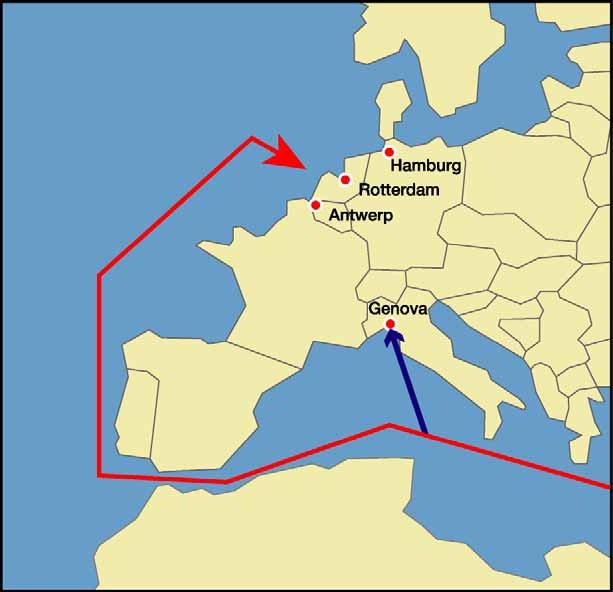 Concept + Connections Rail Shuttle connections between Ligurian Ports and Germany / Benelux / Scandinavia advantage calling the Ligurian Ports Example Genova time (4 7 days) and cost reductions for