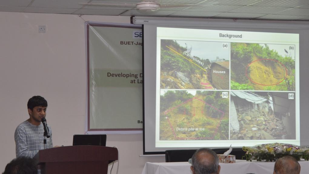 Bayes Ahmed, GIS Specialist of the project, gave a brief presentation on the present scenario of landslide as a disaster, the need of a scientific early warning system of landslide.