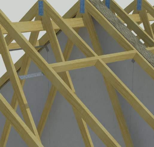 25m centres for dwellings over three storeys or over two storeys in Scotland) Minimum 38mm x 63mm noggings fixed between at least three trusses Metal restraint strap fixed to noggings with eight 3.