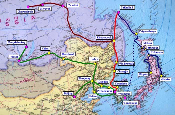 PNG Projects in NE Asia Sakhalin Project The nearest gas reserves to NE Asian Gas Market Reserves : Oil(700 mil. tons), Gas(2.