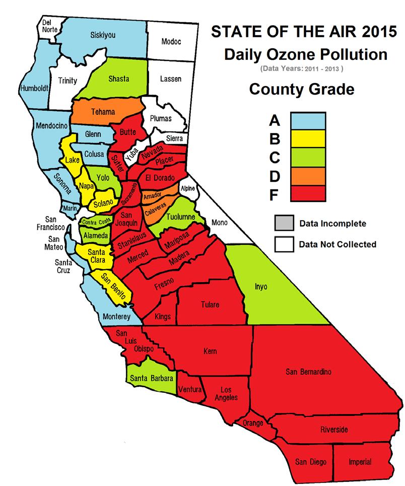 Electrification clean air strategy Air pollution from gas appliances: Outdoor: Gas appliances in buildings responsible for 1/4 of NOx from gas in CA Sources: Map from ALA State of