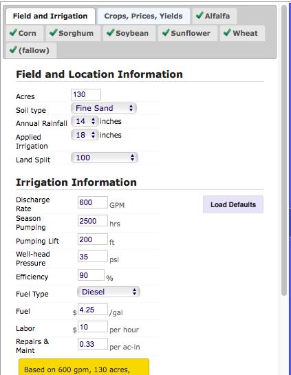 9. Click on the Field and Irrigation tab on the left.