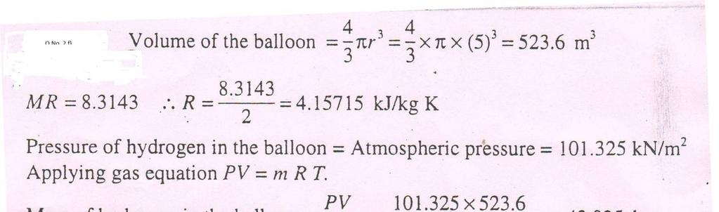 Q.NO 2 f) Problem on Balloon ( 04 marks ) Q.